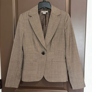 Ann Taylor Taupe Tailored Blazer Sz 4 | Single Button Career Jacket | Wool Blend
